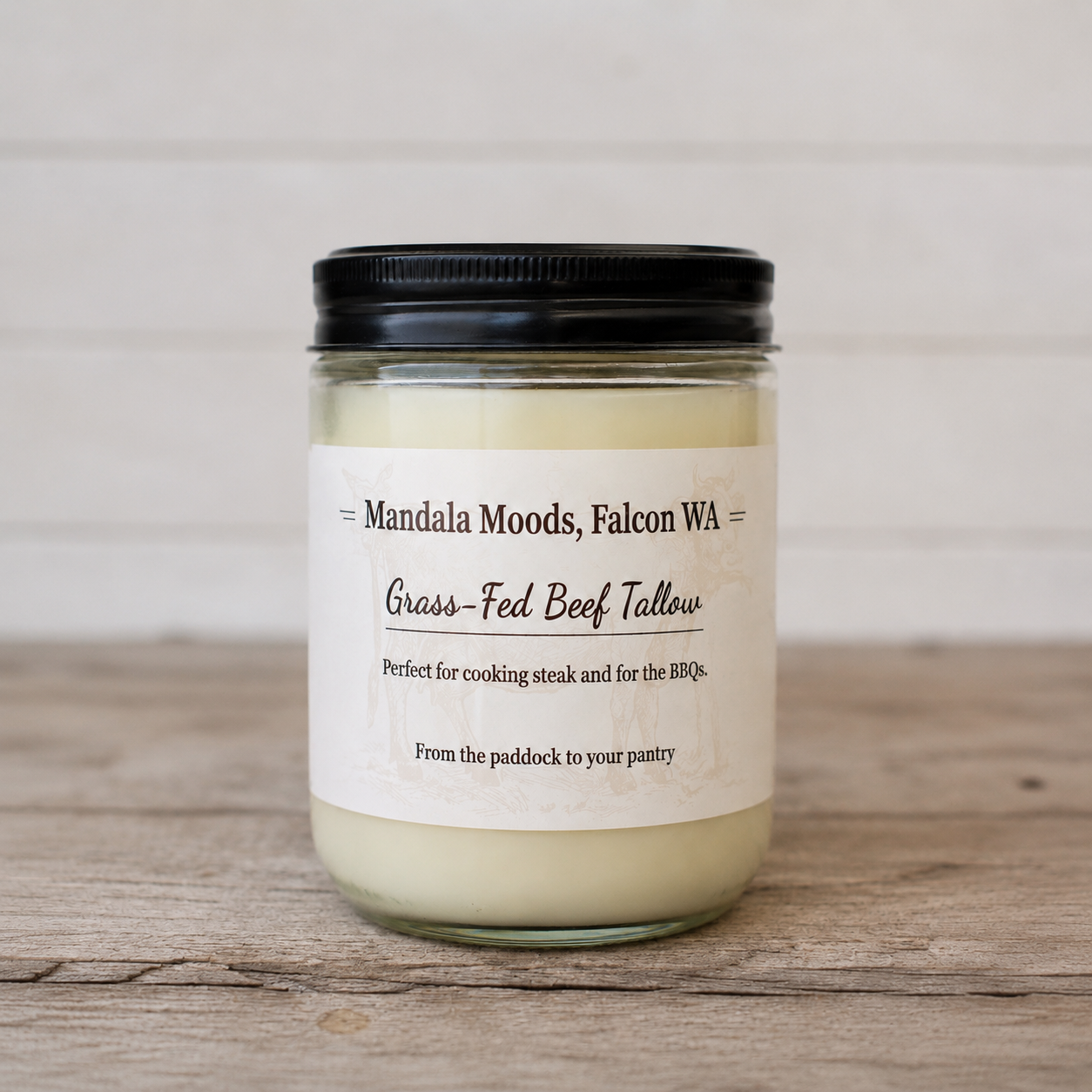 Cooking Grade Grass Fed Beef Tallow 250ml 100% pure, no added preservatives
